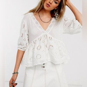Free People Sweeter Side Eyelet Blouse